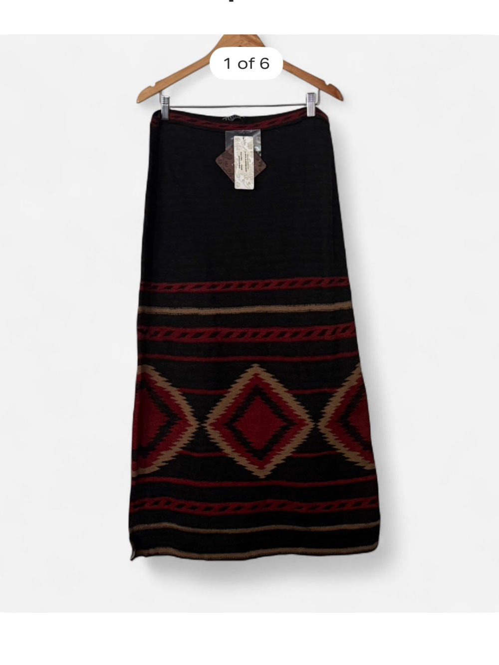 NWT Peruvian Connection alamosa Maxi Skirt size L 100% Pima cotton boho western